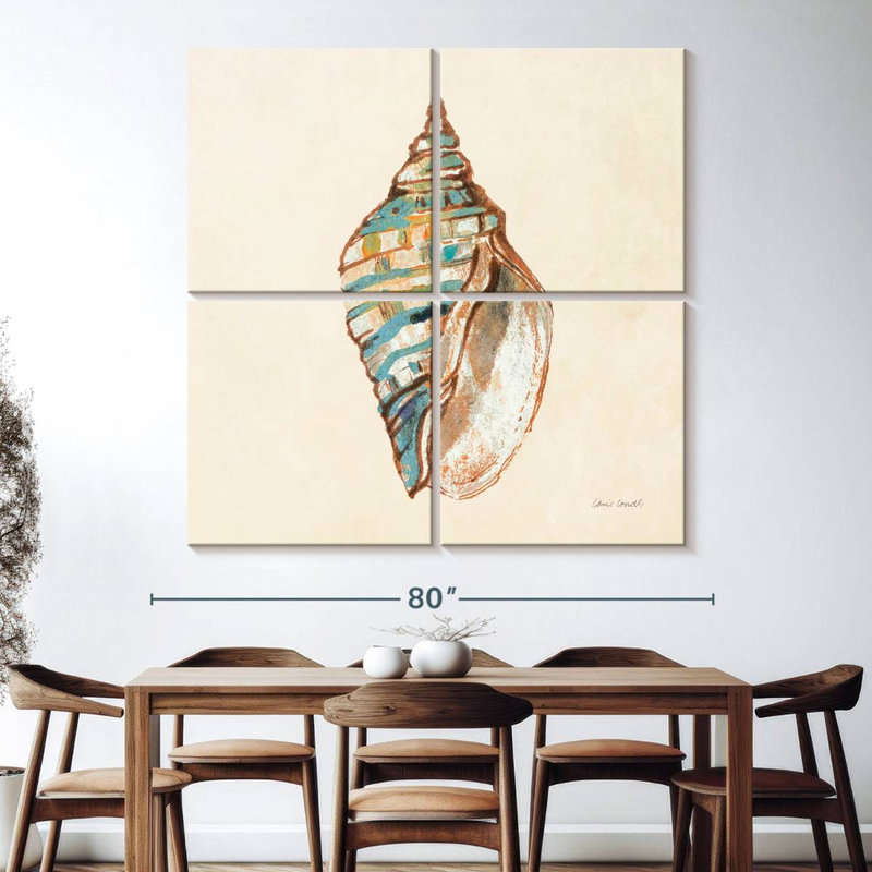 Aletra Coastal Teal Seashell III, 74" H x 74" W