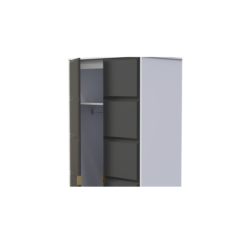 Allem 2 Door Wardrobe, Graphite/White