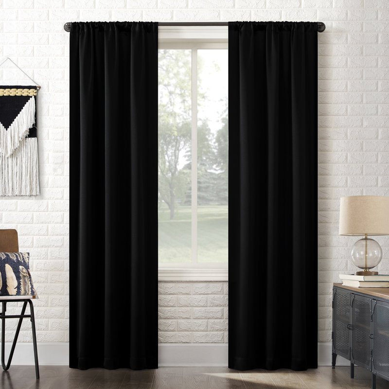 Panneau de rideau occultant avec passe-tringle Bergen, Noir, L 40 po x L 84 po