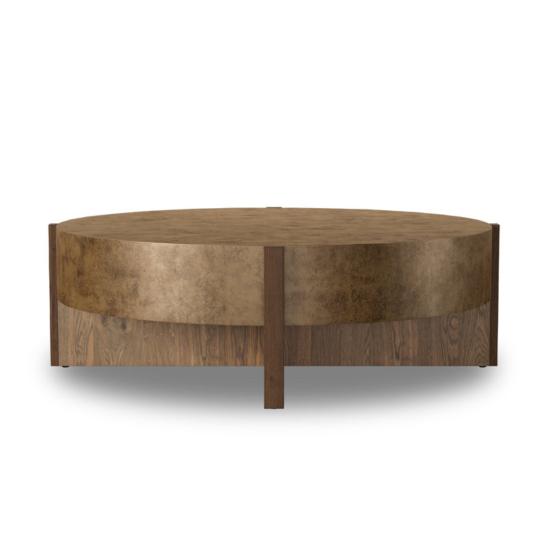 Bingham Coffee Table, 17.75"H x 55"W x 55"D, Antiqued Brass Aluminum