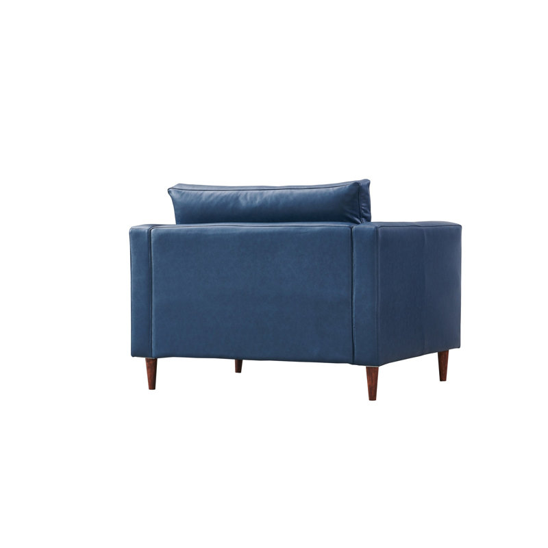 Maziah Modern Contemporary Eco Leather Arm Chair - (Arm Chair Only), Blue Faux Leather