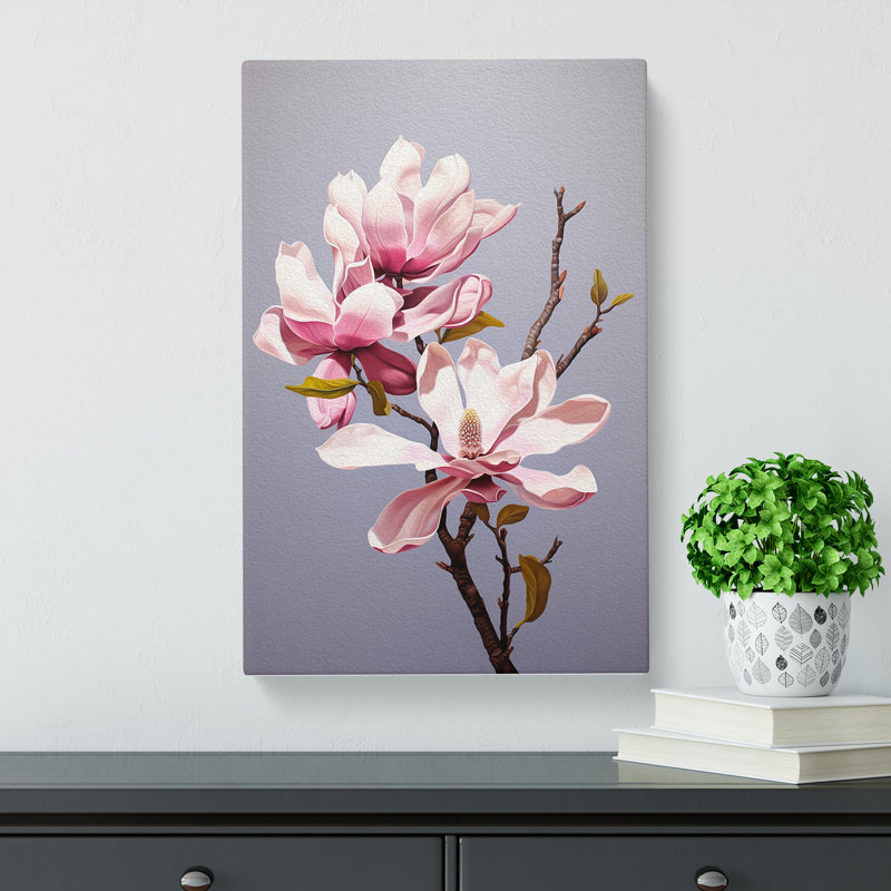 Magnolia Flower Modern Art - Wrapped Canvas, 50cm H x 35cm W x 3cm D