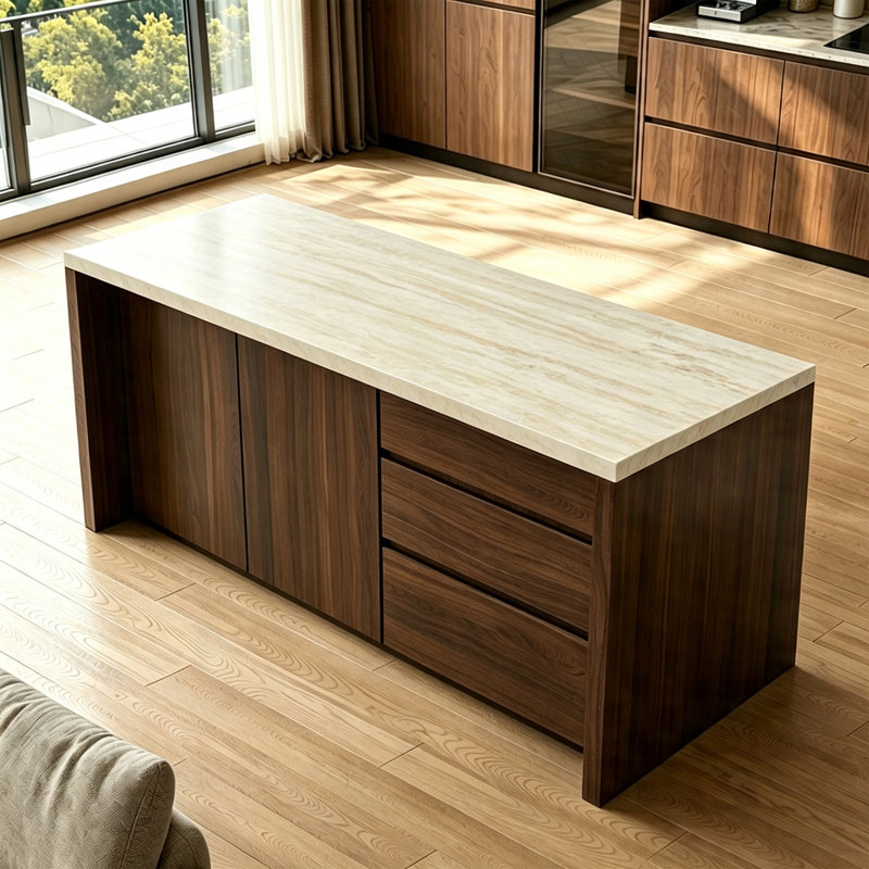 Îlot de cuisine avec armoire de rangement et tiroirs, table d'îlot de cuisine autoportante, comptoir de cuisine avec rangement, poste de préparation des aliments, pré-assemblé