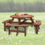 Table de pique-nique en bois pour 8 personnes, table de camping en plein air avec siège, jardin, bricolage avec 4 bancs intégrés, capacité de 2220 lb