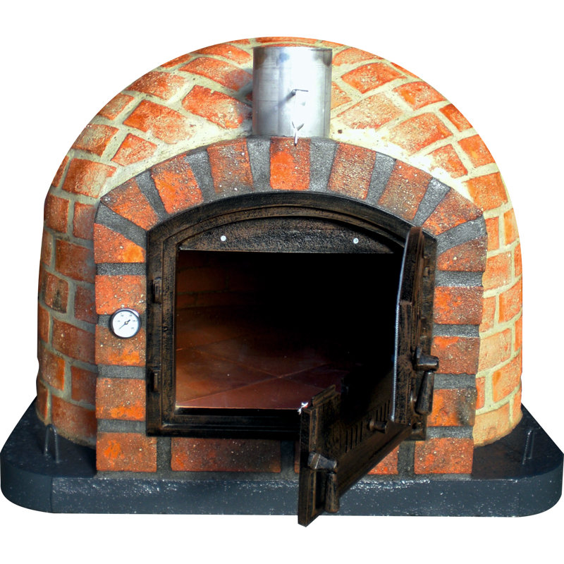 Four à pizza au bois encastré rouge Lisboa
