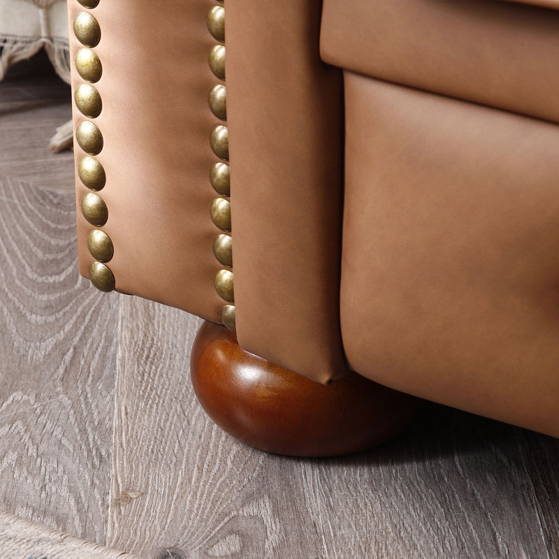 88.5'' Faux Leather Sofa, Brown Faux Leather