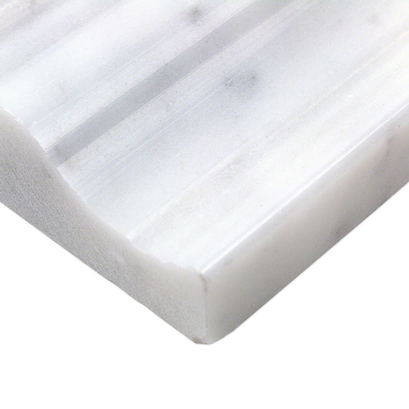 White Carrera Marble 4.75" x 12" Polished Tile Trim
