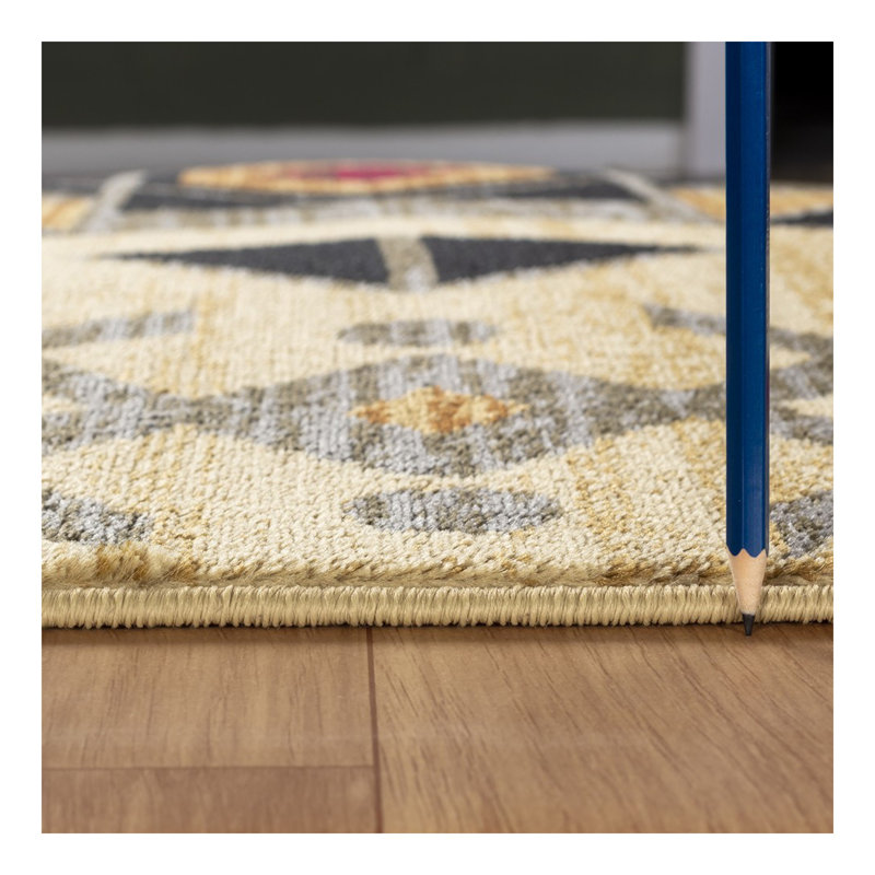 Tribes GC_YLS4006 Cream Southwest Area Rug, Runner 2'7" x 7'3"