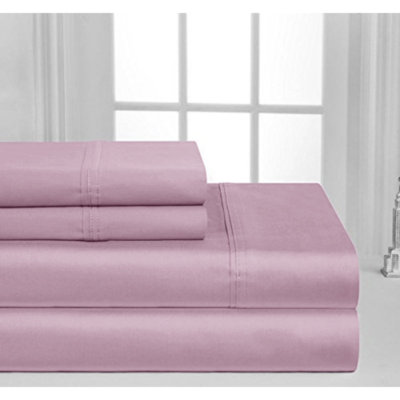 Ensemble de draps en coton à 100 % à densité de tissage de 1000 fils de la collection Milan, Mauve