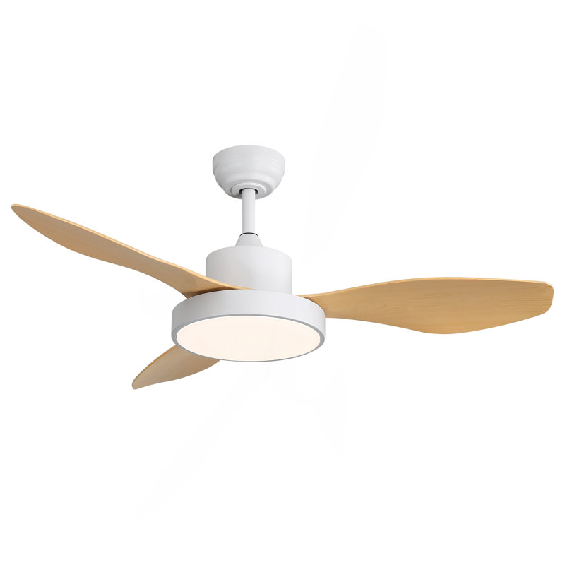 Ventilateur de plafond 47 pouces avec lumière DEL 22W et télécommande 6 vitesses moteur à courant continu blanc pour le salon