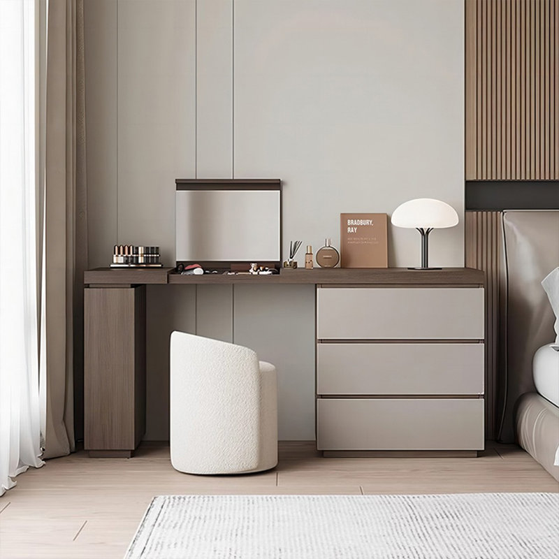 Coiffeuse avec miroir lumineux, 4 tiroirs, 1 chaise