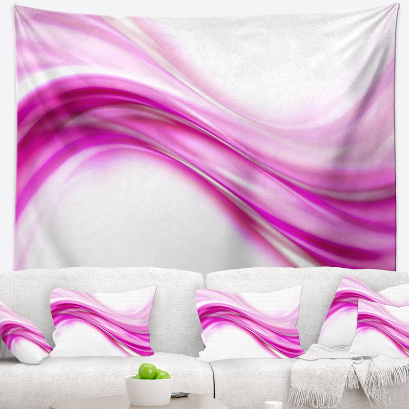 Tapisserie rose à vagues abstraites, H 78 po x l 92 po
