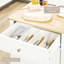 Cream White Kitchen Bean Cart, Drawer, Adjustable Shelf, 2 Towel , Space Saving Rolling White,