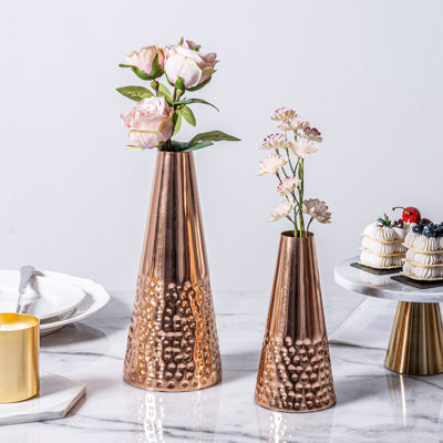 Dagenham 2-Piece Hammered Metal Table Vase