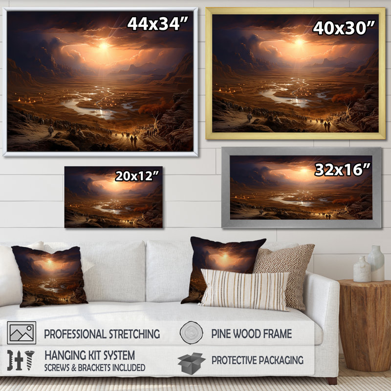 Judaism Moses Desert Journey Mirage sur toile, H 30 po x l 40 po x P 1,5 po, Toile tendue
