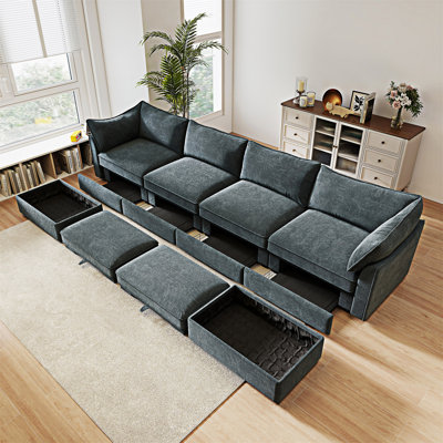 Canapé modulaire modulaire avec rangement et repose-pieds