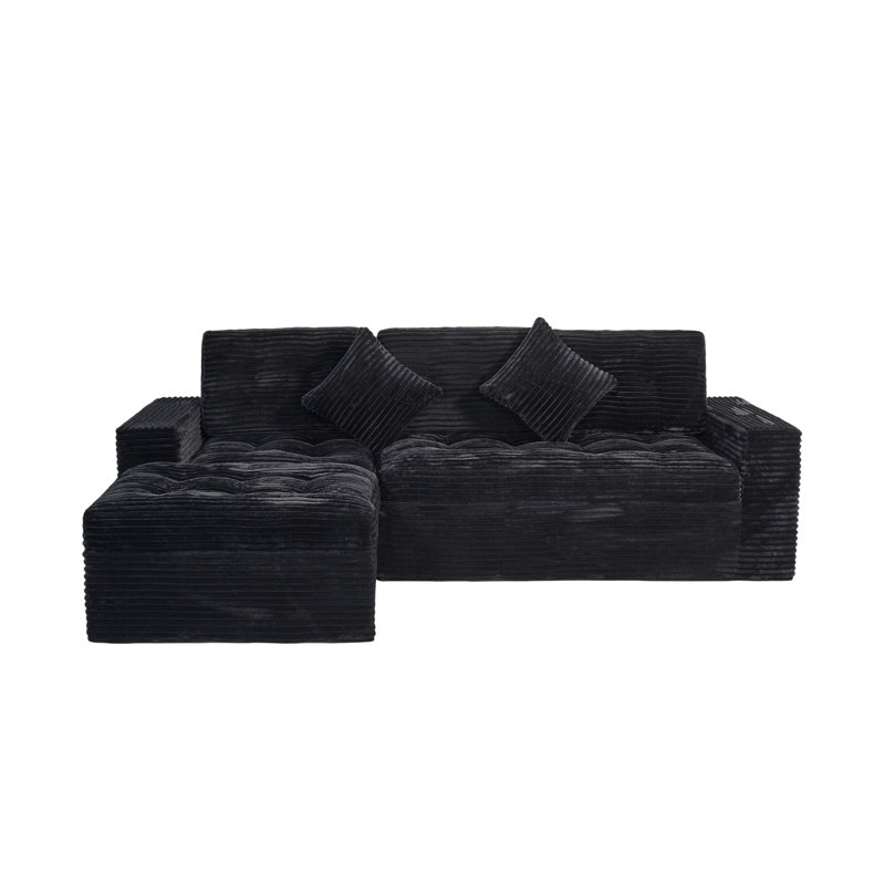 Canapé modulaire Boneless, Velours noir