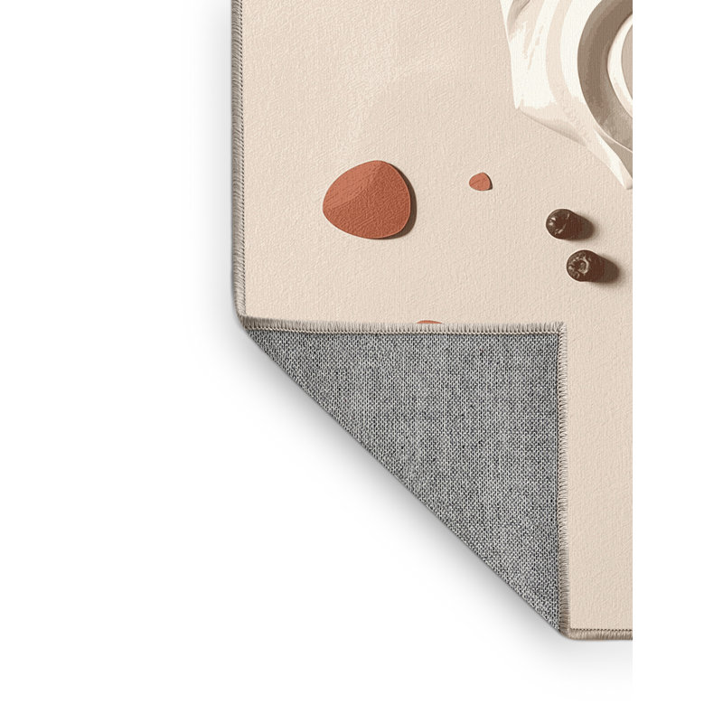 Machine Washable Elkton Pavlova Minimalist Rug in Beige – Beige Binding, 7x9