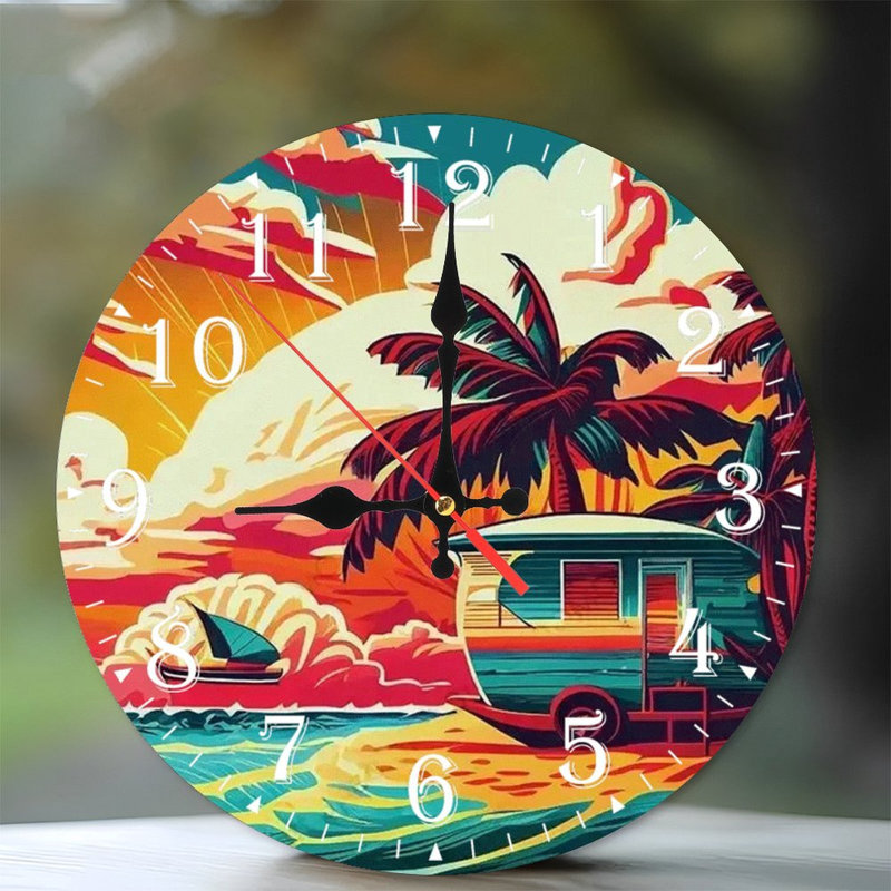 Horloge murale en bois 10 po, mouvement silencieux, à piles (piles AA non incluses), décor artistique, parfait pour les décorations
