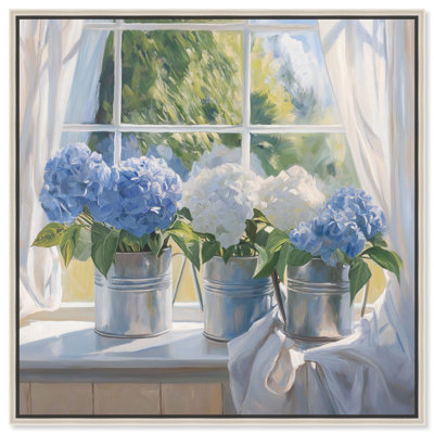Peinture sur toile d'hortensias ensoleillée par Art Remedy