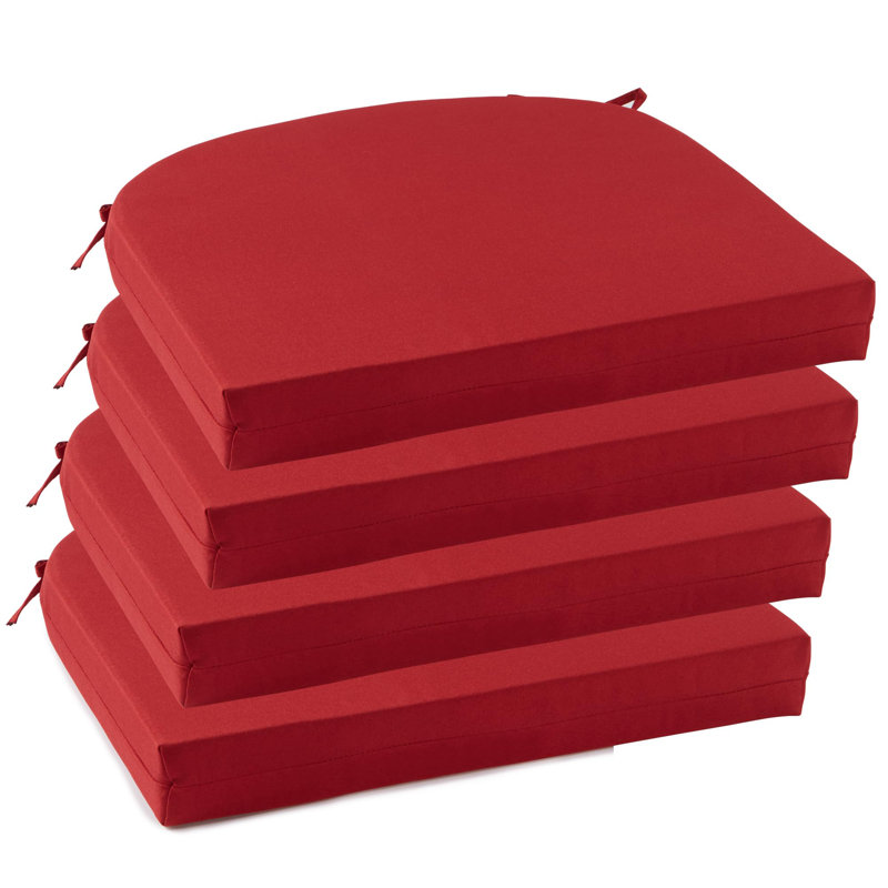 Outdoor Cushions For Patio Furniture Set Of 4, 17 X 16 X 3 Inch Waterproof Outdoor Chair Seat Cushions,  D-shape With Non-slip Tie