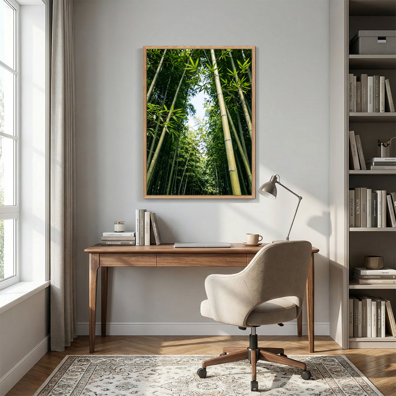 Impression sur toile verticale verticale en bambou vert contre le ciel bleu, 24"H x 18"W