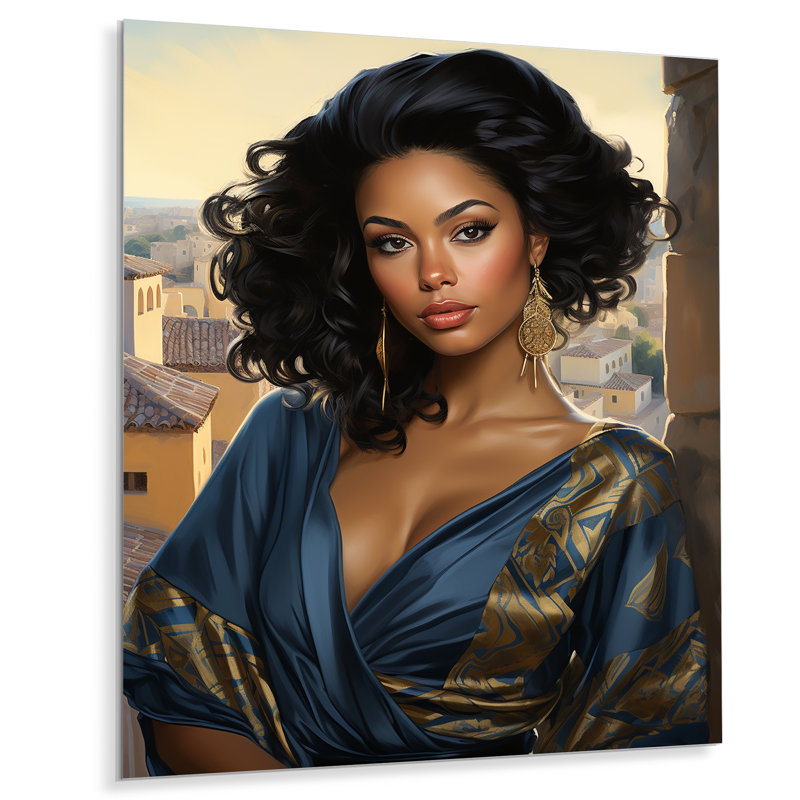 «Blue Barcelona Woman Beauty - Fashion Metal Art», H 32 po x l 16 po x P 1 po