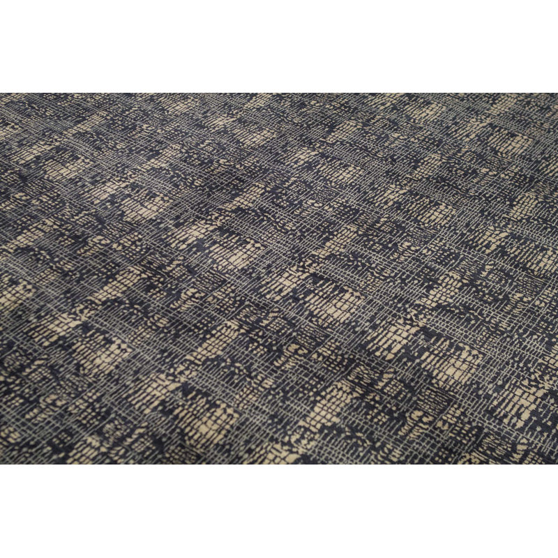Hand-Knotted High-Quality Charcoal and Beige Area Rug