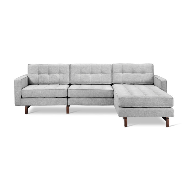 Jane 2 Bi-Sectional, Bayview Silver Performance Twill, Walnut