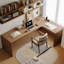 Bureau rectangulaire en bois massif brun clair-719353689-719353692