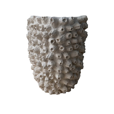 Cole and Grey Polyresin Textured Coral Beige Decorative Vase