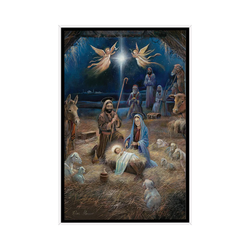 «Silent Night», reproduction d'art sur toile encadrée, Impression encadrée sans passe-partout, H 60 po x l 40 po, Blanc