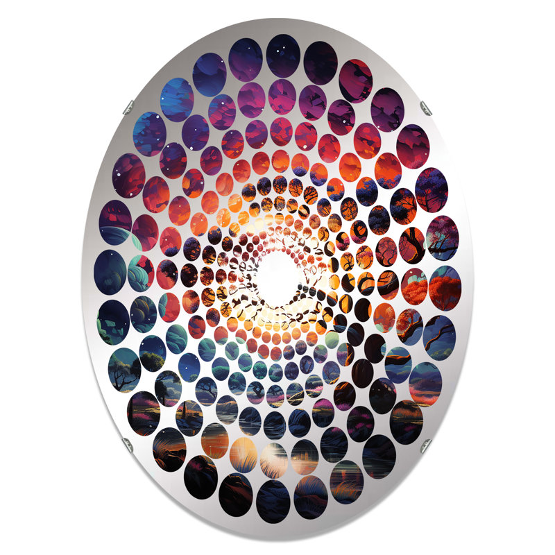 Baobab africain avec teintes cosmiques - Miroir décoratif à pois radiaux | Ovale, L 24 po x H 36 po