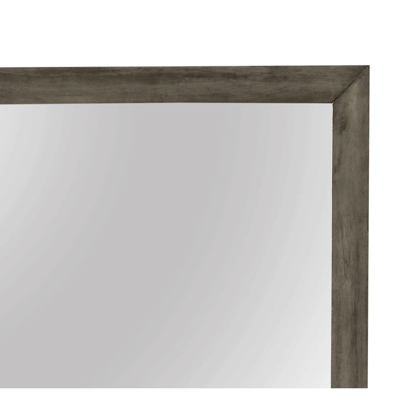 Miroir mural contemporain gris pour n'importe quelle pièce, Gris, Rectangulaire, 39 po x 35 po