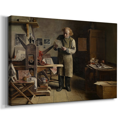 Le graveur (De graveur) -Henri de Braekeleer-Toile tendue avec châssis-c. Fin du 19e siècle