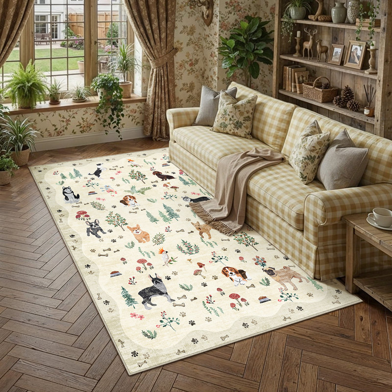 Tapis lavable à la machine avec motif antidérapant Tale, Rectangle 5 pi x 7 pi