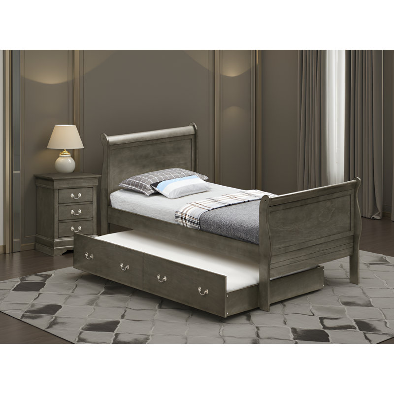 Ensemble de chambre à coucher avec lit gigogne 2 pièces Sayre Grey, Grey, Twin