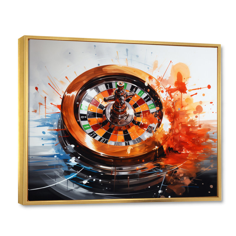 «Casino Royale Roulette II», reproduction sur toile, Cadre flottant doré, H 34 po x l 44 po x P 1,5 po