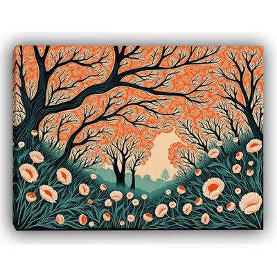 «Autumn Petal Grove - Vibrant Fall Forest», reproduction sur toile