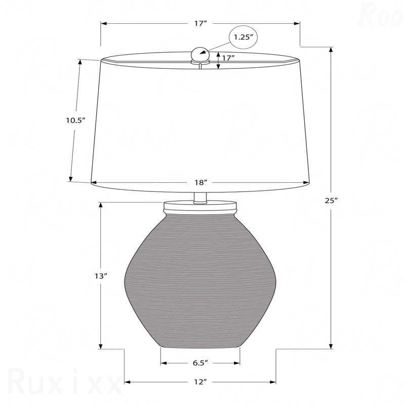 Lampe de table - H 25 po, matériau en béton crème, abat-jour beige, Blanc