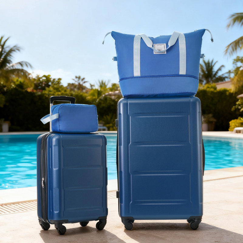 Ensemble de 2 valises avec sacs Valise à roulettes extensible ABS avec serrure TSA 20 pouces + 28 pouces