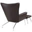Fauteuil en cuir et repose-pieds rembourré First Class-11101955