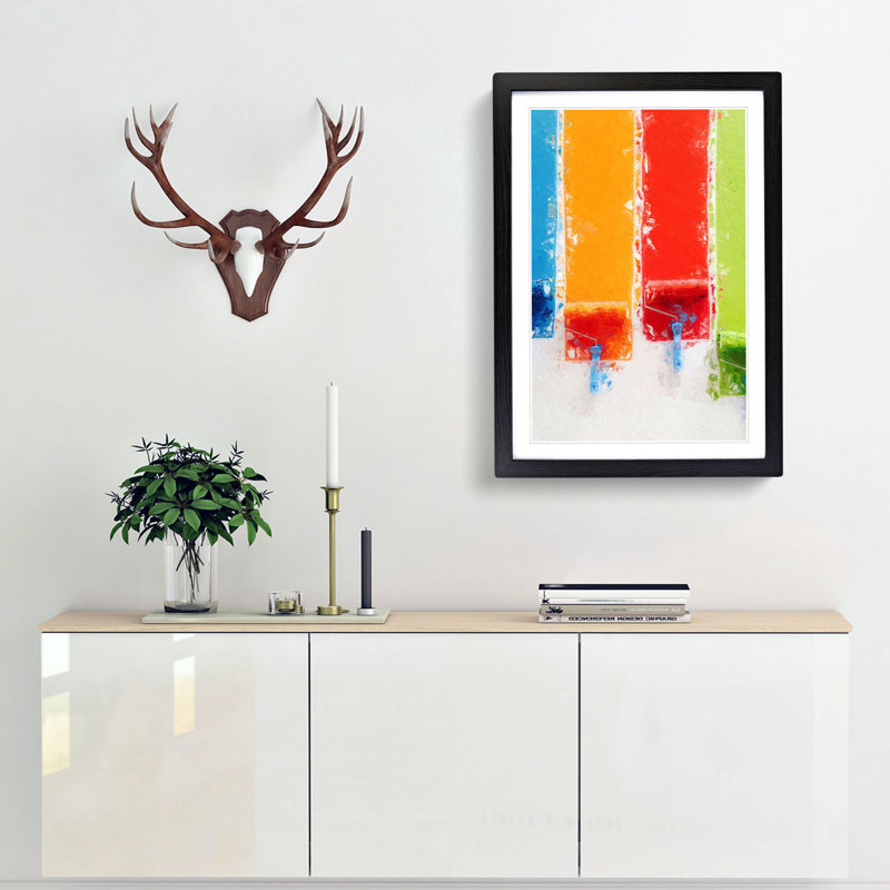 Paint Rolling in Abstract - Picture Frame Painting Print, 48cm H x 36cm W x 2cm D, Black Framed