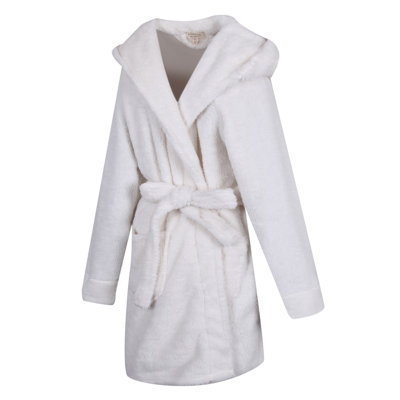 Fleece Girl / Woman+ Above Knee Bathrobe with Pockets and Hood