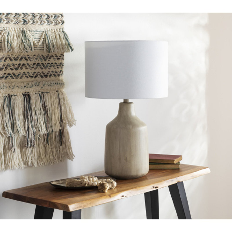 Lampe de table 25 po Lockwood, Base beige / abat-jour blanc