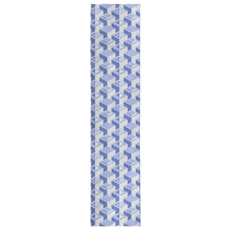 Chemin de table Classic Skyscrapers, 16 po x 90 po, Bleu / blanc
