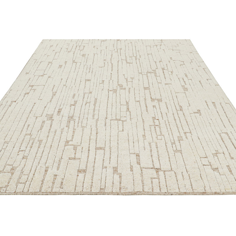 Hand Knotted Wool Geometric Area Rug, Rectangle 13' x 19'