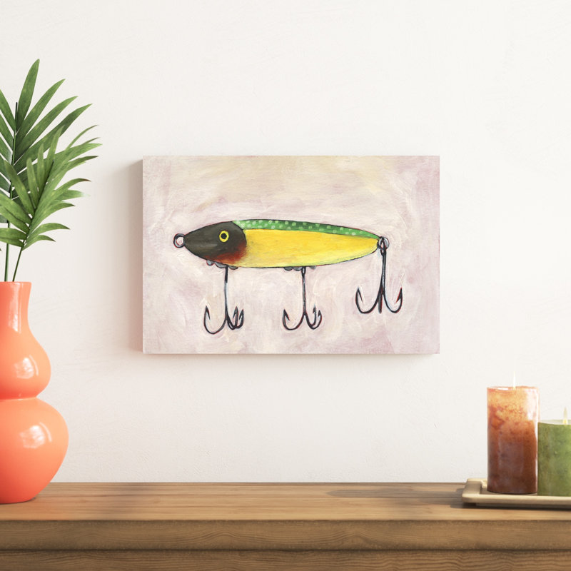 " Retro Fishing Lure IV " by Regina Moore Painting Print, 12" H x 18" W 