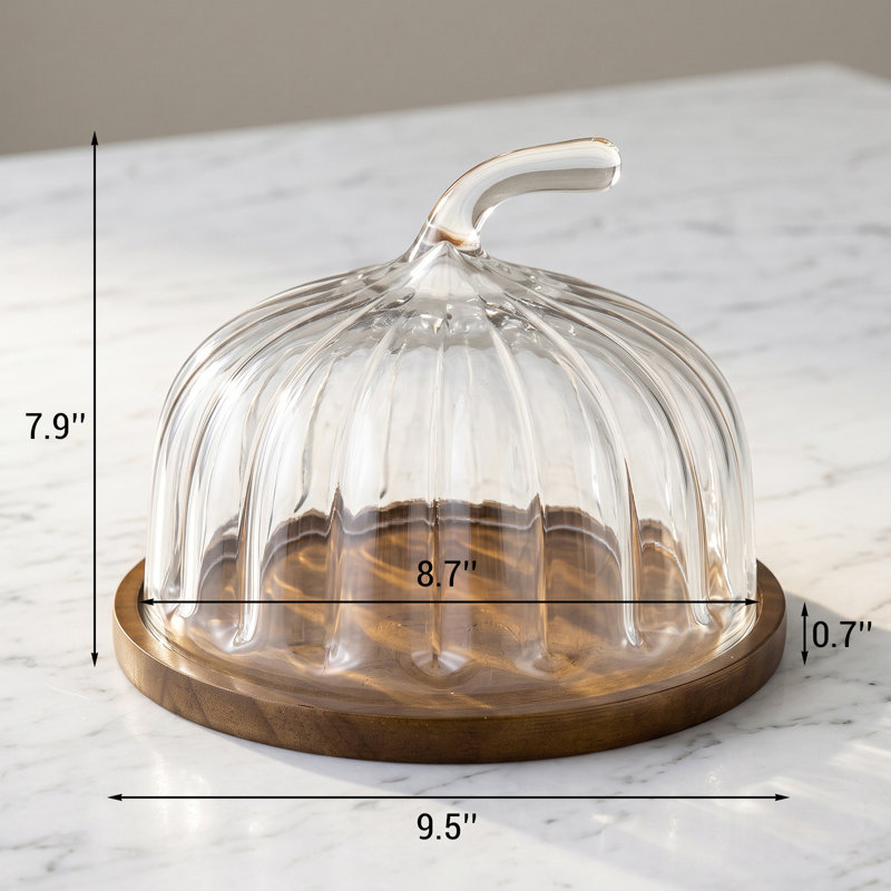 Pumpkin Shape Cake Stand Glass Dome