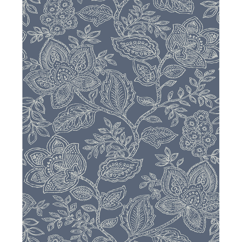 Rouleau de papier peint Larkin L 33 pi x l 20,5 po Larkin, Bleu